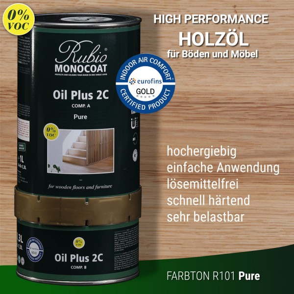 Oil Plus 2C Pure (Farblos, A+B) | Rubio Monocoat Shop Von Bioraum